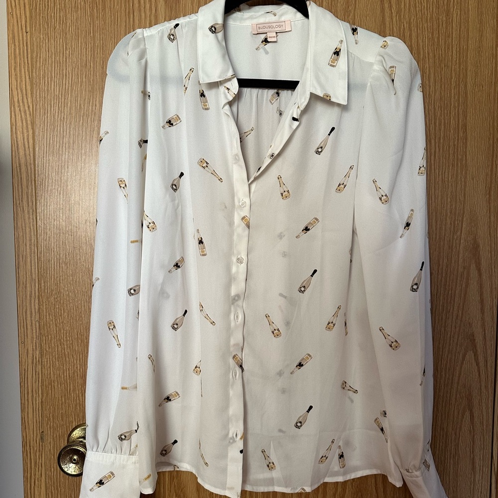 Puff Sleeve Champagne 🍾 Print Blouse